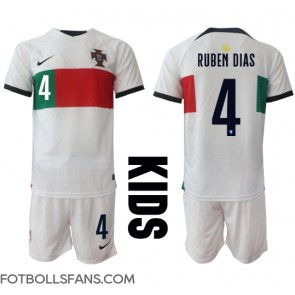 Portugal Ruben Dias #4 Replika Bortatröja Barn VM 2022 Kortärmad (+ Korta byxor)